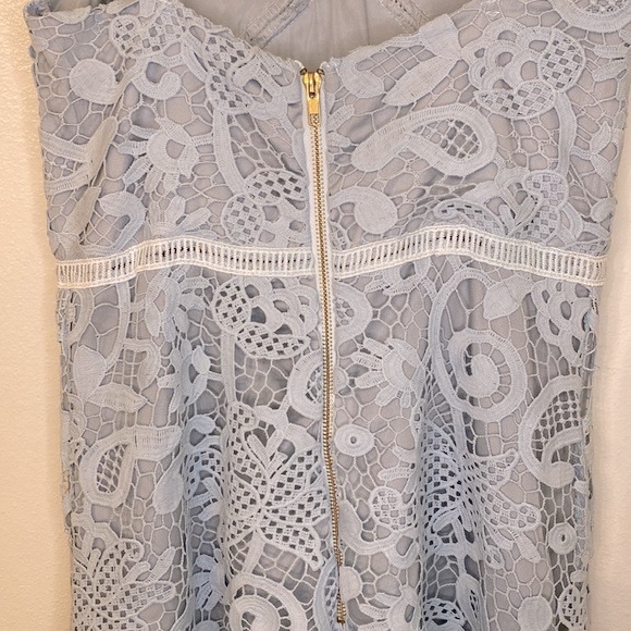 Flnn | Blue Lace Spaghetti Strap | Sweetheart Dress - Picture 4 of 8